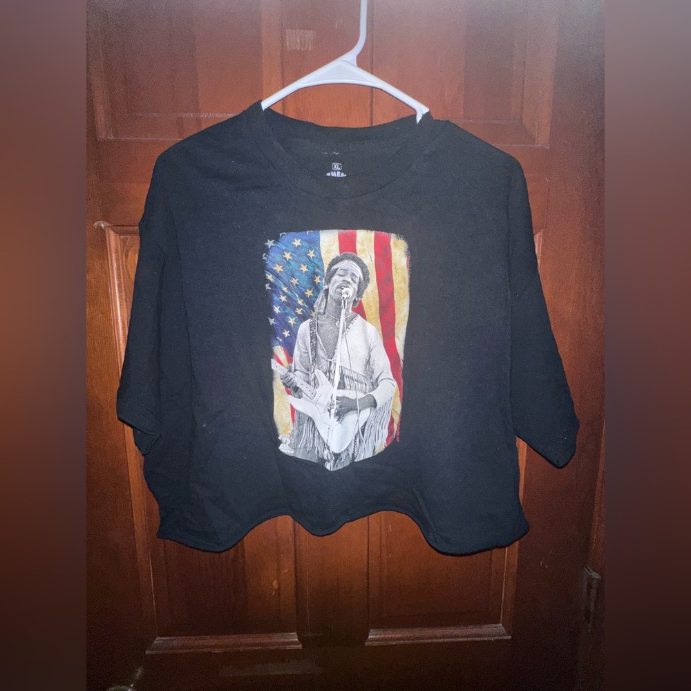 Patriotic Black Graphic Crop Top